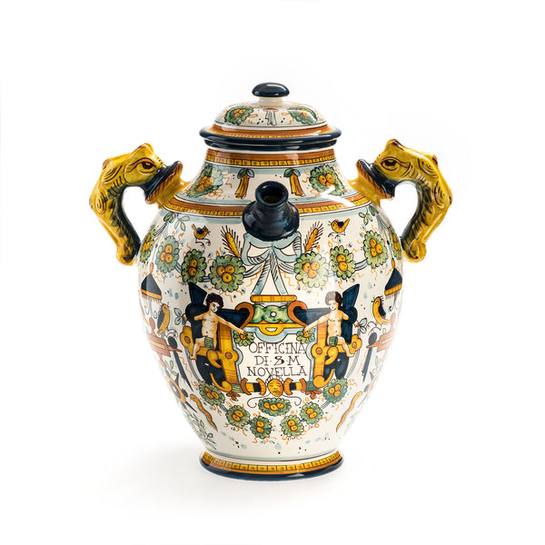 Ceramic Vase with Square Decoration  officina-smn-au.myshopify.com Officina Profumo Farmaceutica di Santa Maria Novella - AU