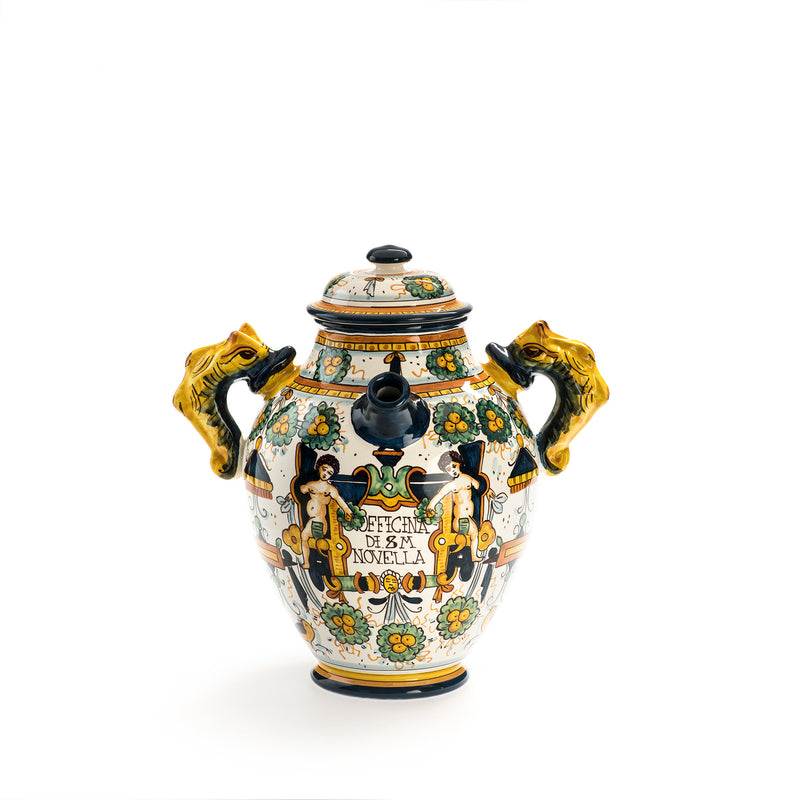 Ceramic Vase with Square Decoration  officina-smn-au.myshopify.com Officina Profumo Farmaceutica di Santa Maria Novella - AU